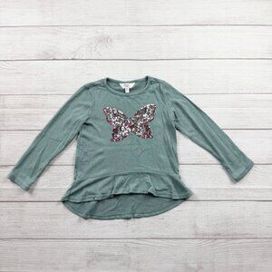 Bailey Lane Sequin Butterfly Peplum Shirt